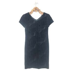 Teddi Evening Little Black Dress Velvet Sparkle Bodycon V Neck